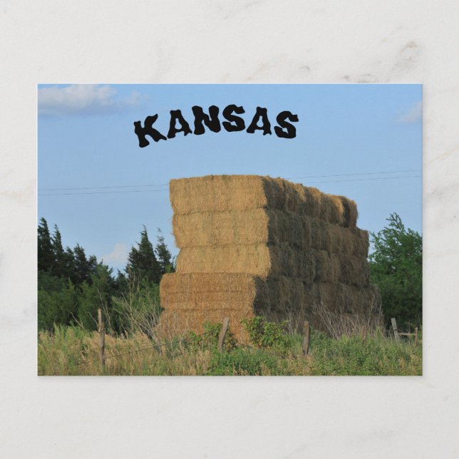 Cartão Postal Placa de Posto Kansas Square Hay Bales (Frente)