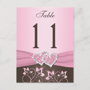 Cartão Postal Placa de Posto Número de Tabela Corações, Cor-de-R