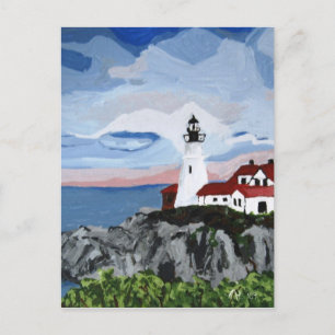 Cartão Postal Placa de posto: Pintura leve em Portland Head