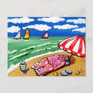 Cartão Postal Placa de Posto Sunbather Diva de Grande Praia