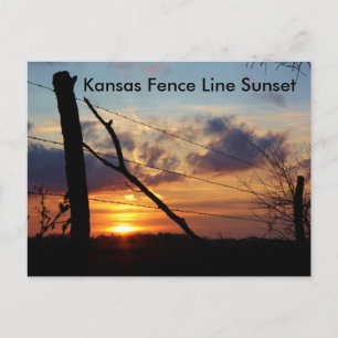 Cartão Postal Placa de Posto Sunset Line da Fronteira do Kansas