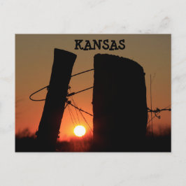 Cartão Postal Placa de Posto Sunset Line da Fronteira do Kansas