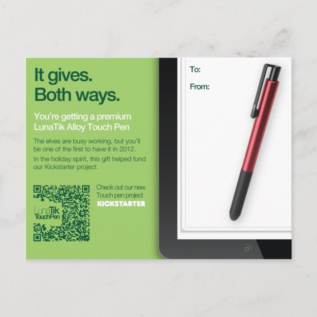 Cartão Postal Placa de presente de Caneta de toque LunaTik - Lig (Frente)