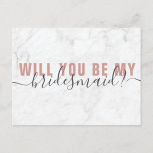 Cartão Postal Placa de Proposta Bridesmaid do Script de Blush Ma