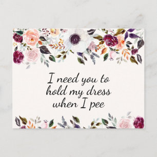 Cartão Postal Placa de Proposta Floral de Bridesmaid bonito Wate