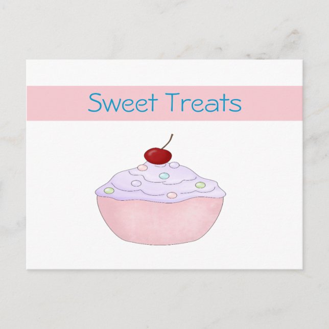 Cartão Postal Placa de recebimento de Cupcake rosa (Frente)