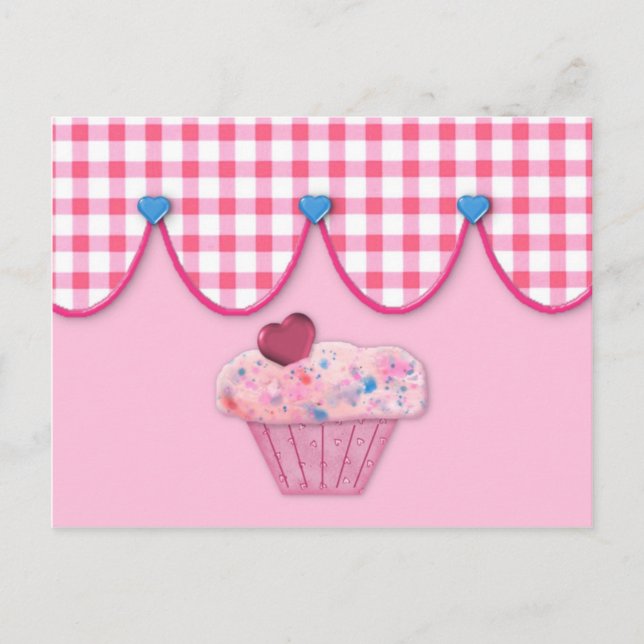 Cartão Postal Placa de recebimento de Cupcake rosa (Frente)