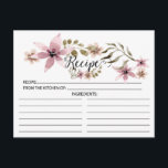 Cartão Postal Placa de recebimento de flores roxas bonito<br><div class="desc">Placa de Receita Floral bonito. A frente do cartão tem espaço para o título da receita,  da cozinha de & ingredientes. O verso tem tempo de preparação e tempo total com linhas para direções.</div>