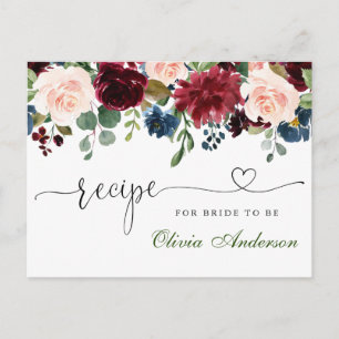 Cartão Postal Placa de recebimento do Chá de panela azul-Blush M