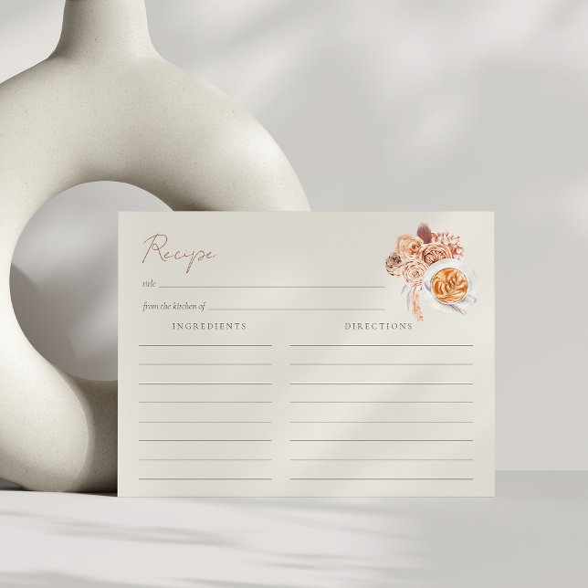 Cartão Postal Placa de Receita do Chá de panela Boho Floral Café (Criador carregado)