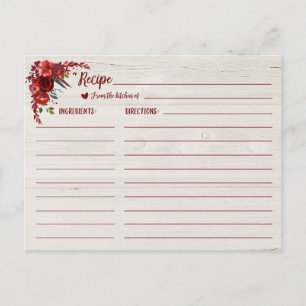 Cartão Postal Placa de Receita do Chá de panela Floral Burgundy
