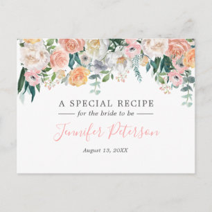 Cartão Postal Placa de Receita do Chá de panela Floral Românti