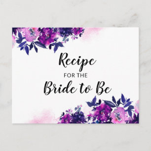 Cartão Postal Placa de Receita do Chá de panela Floral Roxo Enca