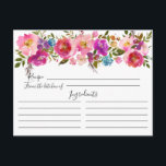 Cartão Postal Placa de Receita Floral Colorida de Cores d'Água<br><div class="desc">Bonito placa de recebimento floral rosa e púrpura. A frente do cartão tem espaço para o título da receita,  da cozinha de & ingredientes. O verso tem linha para direções. Os convites correspondentes estão disponíveis em nosso compro</div>