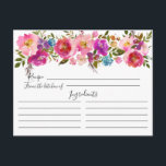 Cartão Postal Placa de Receita Floral Colorida de Cores d'Água<br><div class="desc">Bonito placa de recebimento floral rosa e púrpura. A frente do cartão tem espaço para o título da receita,  da cozinha de & ingredientes. O verso tem linha para direções. Os convites correspondentes estão disponíveis em nosso compro</div>