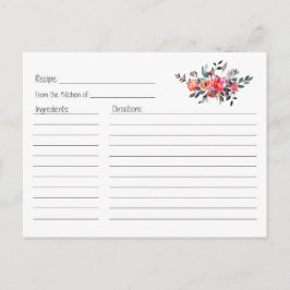 Cartão Postal Placa de Receita Floral Coral