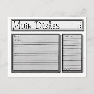 Cartão Postal Placa de Receita Personalizada Preta e Branca