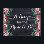 Cartão Postal Placa de receitas de madeira de borgonha de Marinh<br><div class="desc">Vinho Blush & Marinho Madeira Borgonha Peonia Aquarela Floral Rustic Farmhouse Cartão de Receita de Casamento! Veja meu compro para ver a suíte de casamento inteira para este design!</div>