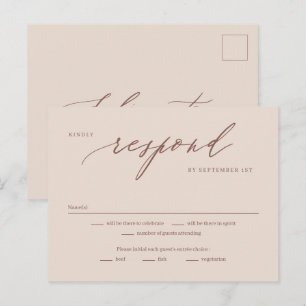 Cartão Postal Placa de resposta RSVP de cor editável de script 