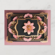 Placa de saudação de Design de Flor 3D Preto Elega