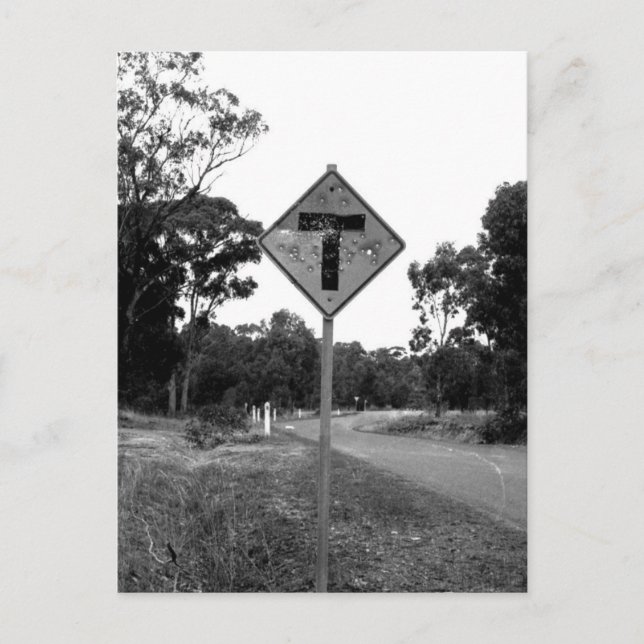 Cartão Postal Placa de Shot T' Pieces à beira da estrada (Frente)