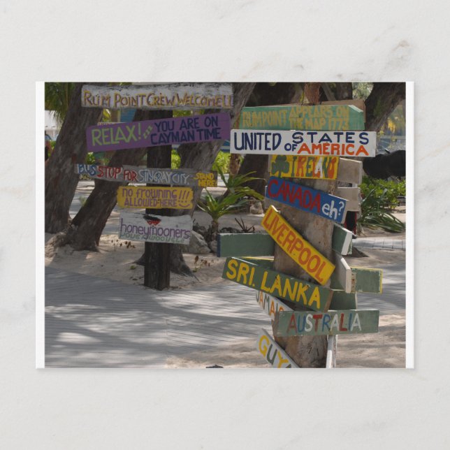 Cartão Postal Placa de Sinalização Rum Point Grand Cayman (Frente)
