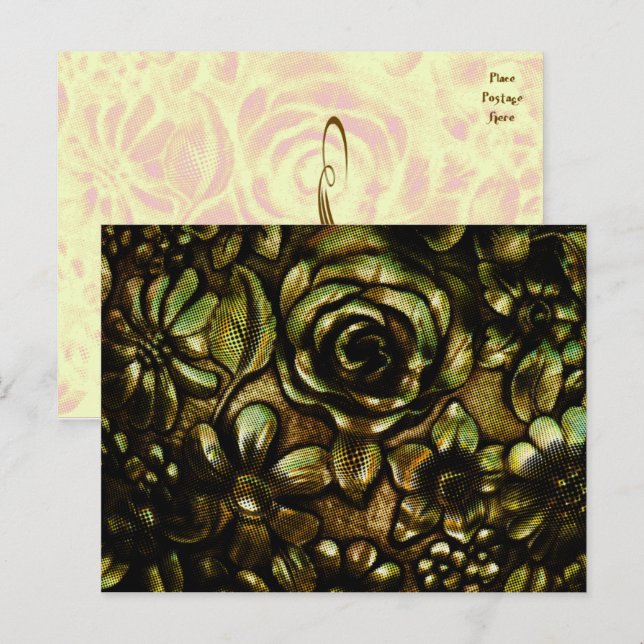 Cartão Postal Placa metálica Floral 1 Modelo (Frente/Verso)