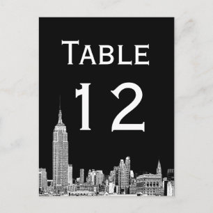 Cartão Postal Placa NYC Skyline 01 Etch Table Number