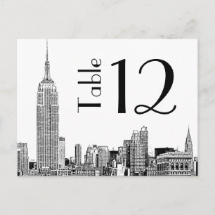 Cartão Postal Placa NYC Skyline 01 Etch Table Number