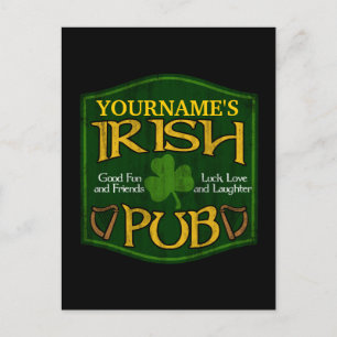 Cartão Postal Placa Personalizada de Pub Irlandês
