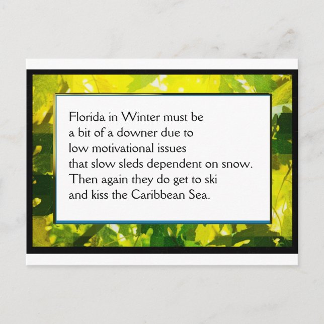 Cartão Postal Placa Poem de Fazenda engraçada nº 1 (Frente)