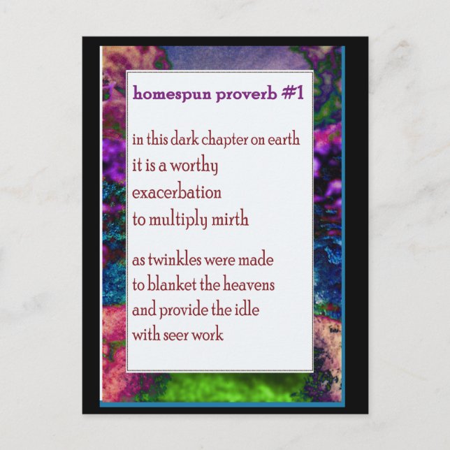 Cartão Postal Placa Poema Engraçado da Fazenda nº 11 (Frente)