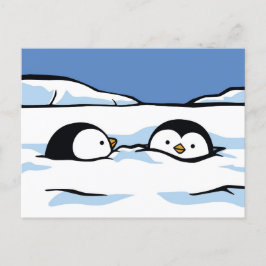 Cartão Postal Placa Posta profunda de neve do Pintinho pinguim