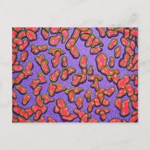 Cartão Postal Placa postada - Célula Rosa-