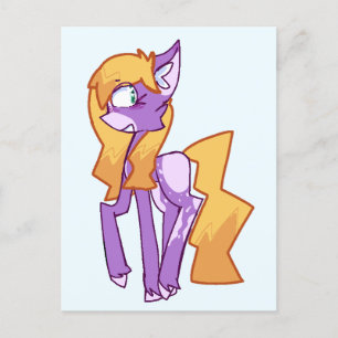 Cartão Postal Placa Postada de Pony de Cartoon Roxo Estilizada
