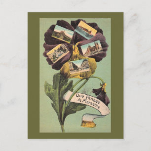 Cartão Postal Placa Postada francesa Vintage