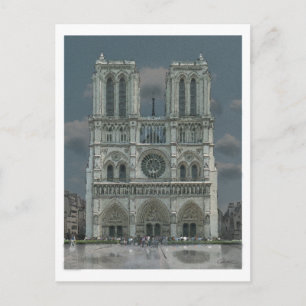 Cartão Postal Placa postada Notre Dame Facade