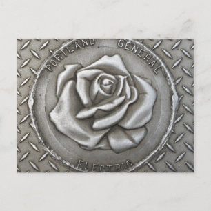 Cartão Postal Placa Postada Portland Rosa Grate