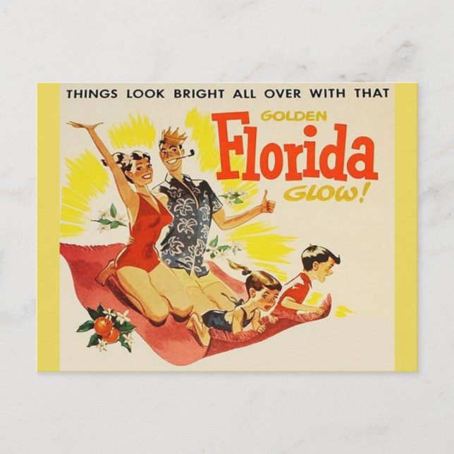 Cartão Postal Placa Postada Vintage Florida (Frente)