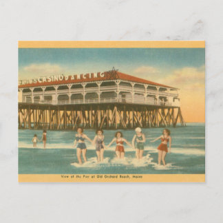 Cartão Postal Placa principal de Posto Vintage Old Orchard Beach