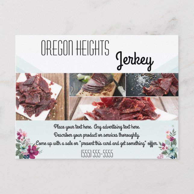 Cartão Postal Placa publicitária comercial Flores tropicais no B (Frente)