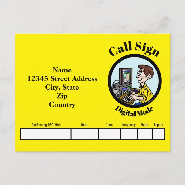 Cartão Postal Placa QSL de rádio do chip digital (Frente)