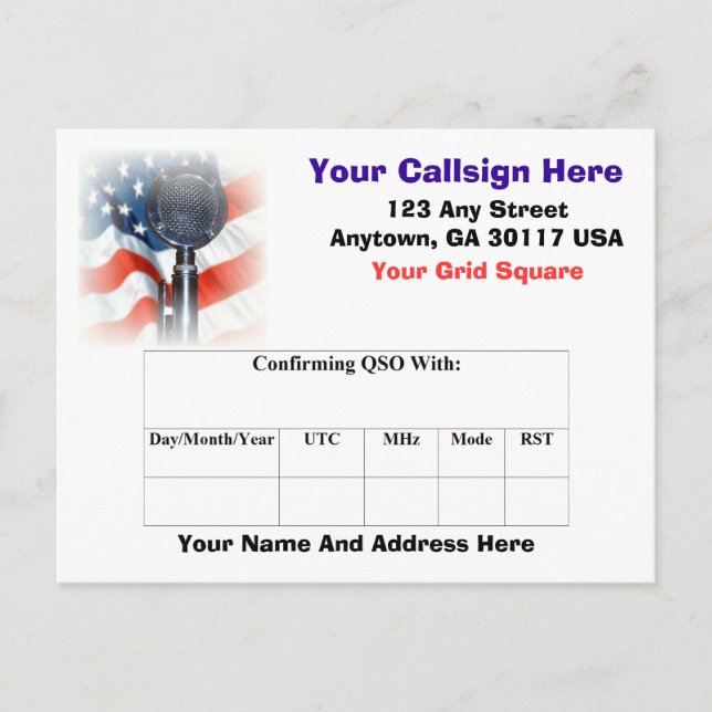 Cartão Postal Placa QSL Rádio Amadora (Frente)