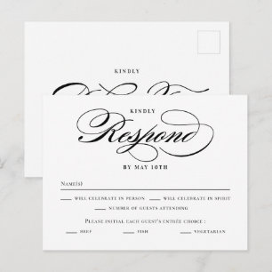 Cartão Postal Placa RSVP de Casamento de Cores Editável de Scri
