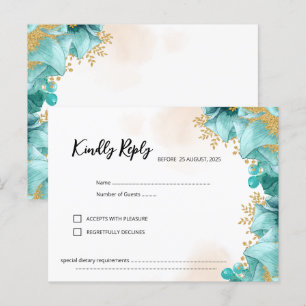Cartão Postal Placa RSVP Floral Elegante