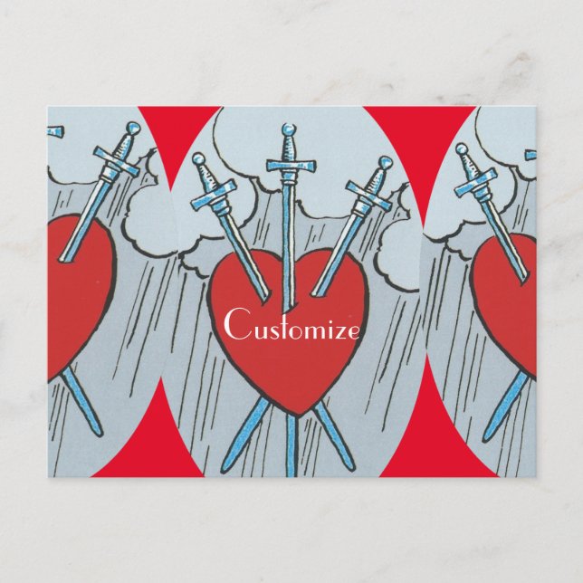 Cartão Postal Placa Tarot 3 Espadas Troço_Trova (Frente)