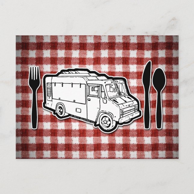 Cartão Postal Placa & utensílios do caminhão da comida (Frente)