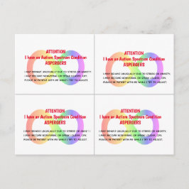 Cartão Postal Placas ALERT AUTISM personalizáveis x 4 por placa