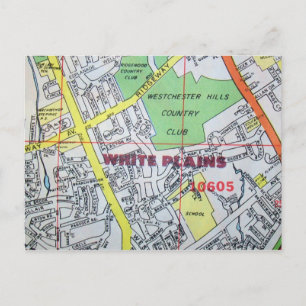 Cartão Postal PLACAS BRANCAS, NY Vintage Map Cartão-Postal