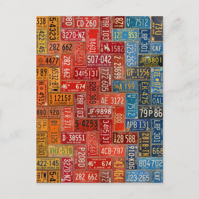 Cartão Postal Placas Coloridas dos 50 Estados (Frente)